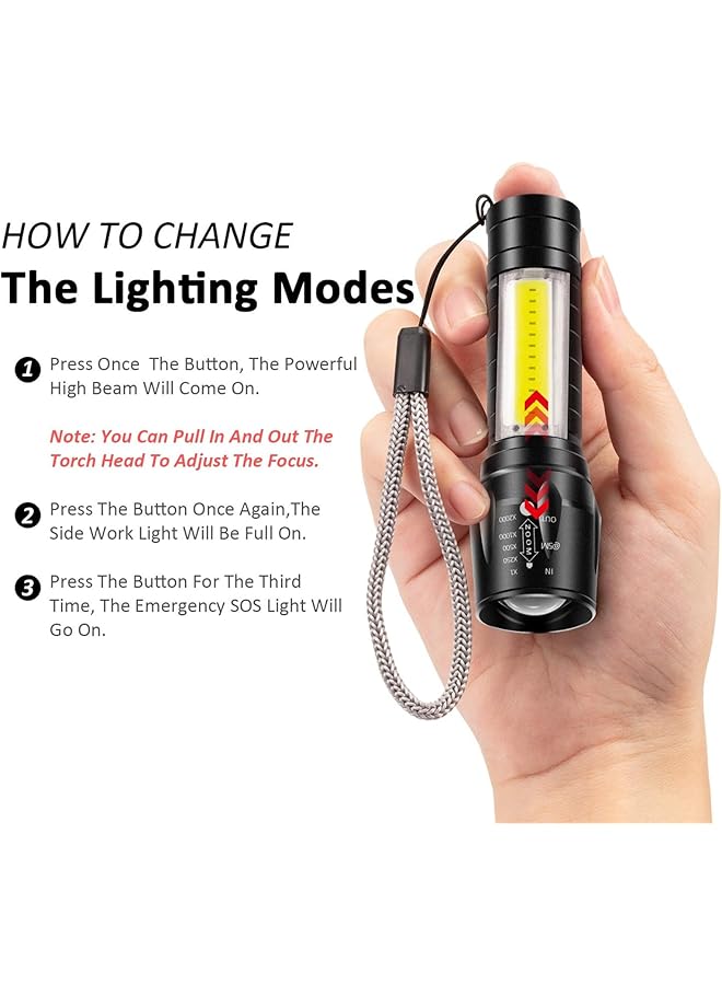 Excefore 4 Pack USB Rechargeable Flashlight with 3 Modes Bright LED Handheld Flashlight with COB Side Lights Portable Flashlights for Camping Hiking Emergency and Daily Use - Image 2