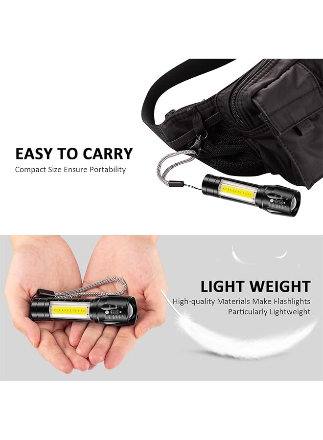 Excefore 4 Pack USB Rechargeable Flashlight with 3 Modes Bright LED Handheld Flashlight with COB Side Lights Portable Flashlights for Camping Hiking Emergency and Daily Use - Image 4
