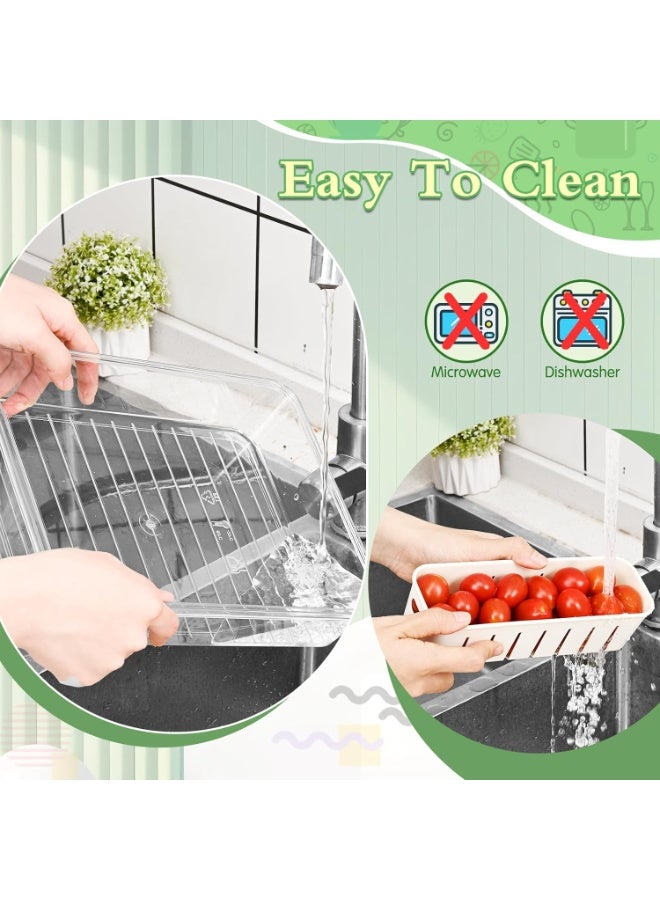 علبه تخزين مقسمة بغطاء ومقبض، علب تخزين الفاكهة للثلاجة، صناديق تنظيم وتخزين قابلة للإزالة وخالية من مادة بيسفينول أ للخضروات والطعام والوجبات الخفيفة للمطبخ والنزهات - Image 2