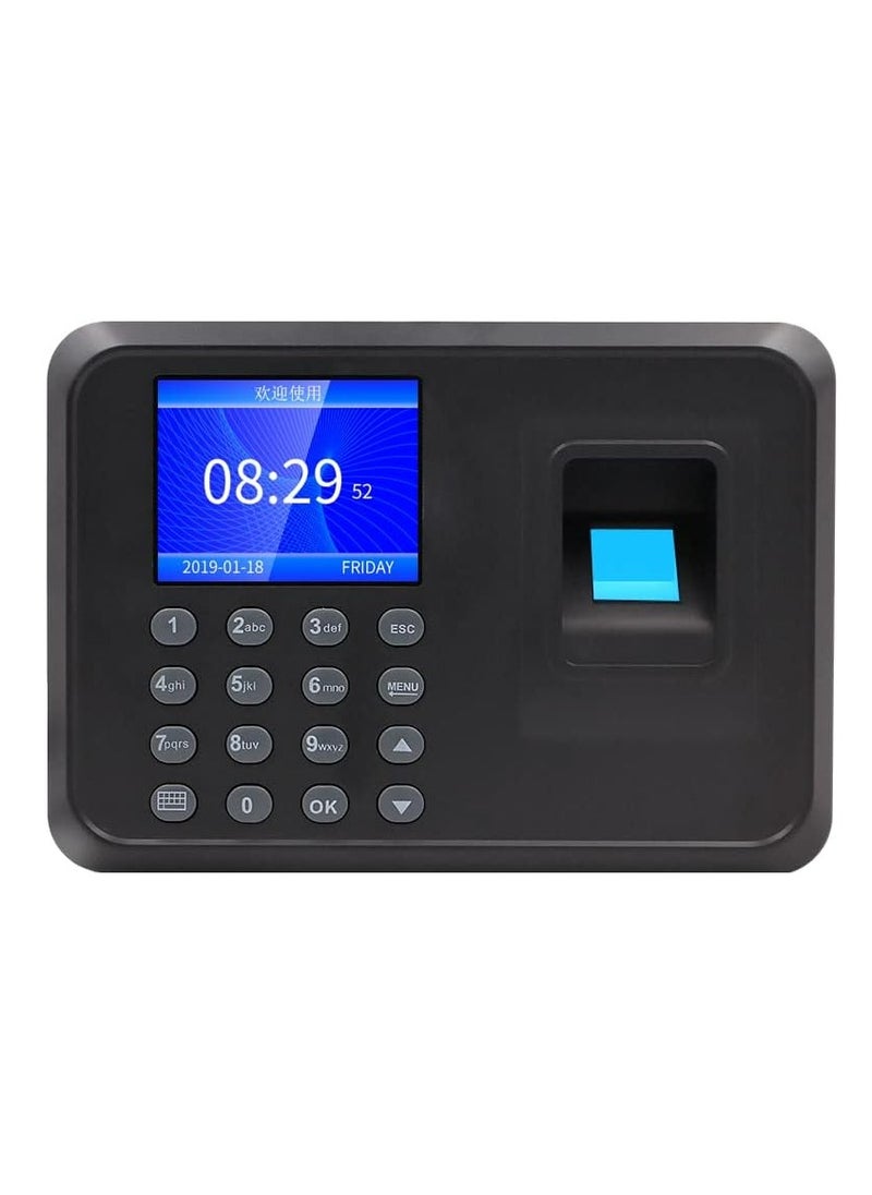 Generic Intelligent Biometric Fingerprint Recognition Password Attendance Machine Employee Checking-in Recorder 2.4 inch LCD Screen DC 5V Time Attendance Clock  - Image 1