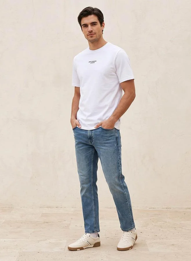 Lee Cooper WHITE Lee Cooper Regular Fit Crew Neck Short Sleeves Logo Print T-shirt for Men | Best Price UAE
