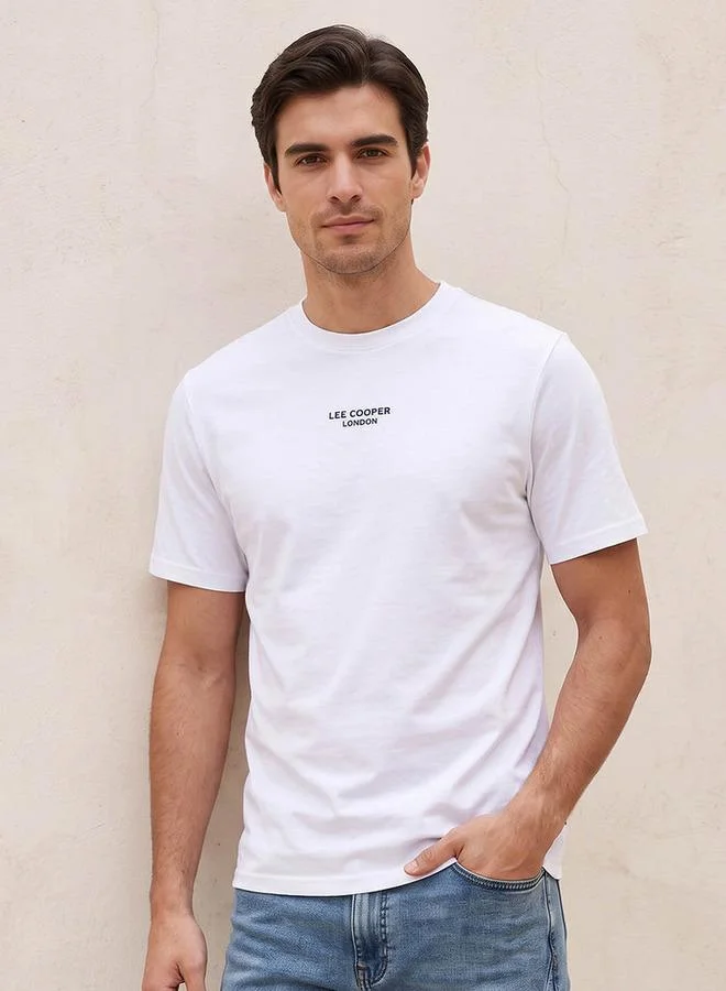Lee Cooper WHITE Lee Cooper Regular Fit Crew Neck Short Sleeves Logo Print T-shirt for Men | Best Price UAE