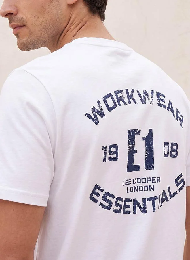 Lee Cooper WHITE Lee Cooper Regular Fit Crew Neck Short Sleeves Logo Print T-shirt for Men | Best Price UAE