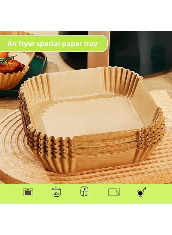 Square Air Fryer Paper Barbecue Special Pad Paper Round Thickened Food Grade Silicone Oil Paper Baking Paper Oil Absorbing Paper Tray-Specification: 22*14*4.5cm - Image 2