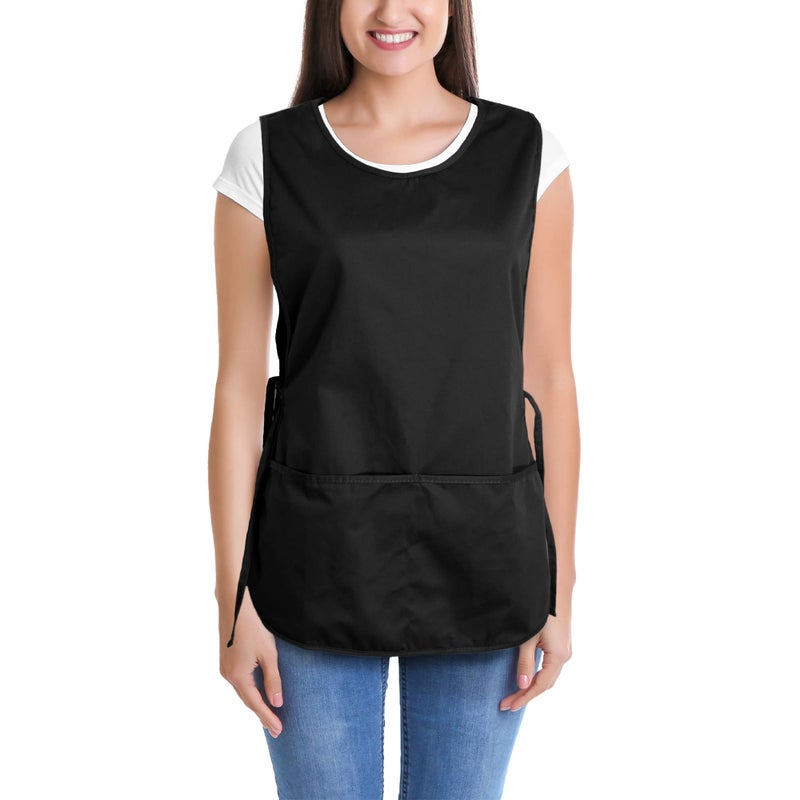 DALIX Cobbler Apron 2 Pockets Smock Regular 28.5" x 18.5" Black - Image 2