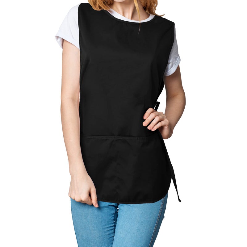 DALIX Cobbler Apron 2 Pockets Smock Regular 28.5" x 18.5" Black - Image 5