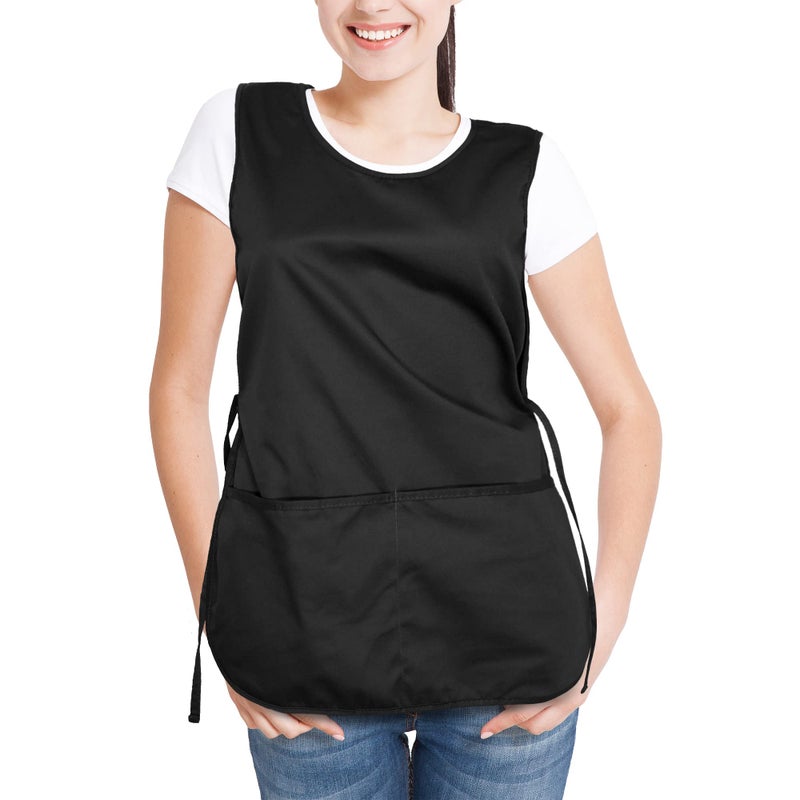 DALIX Cobbler Apron 2 Pockets Smock Regular 28.5" x 18.5" Black - Image 4