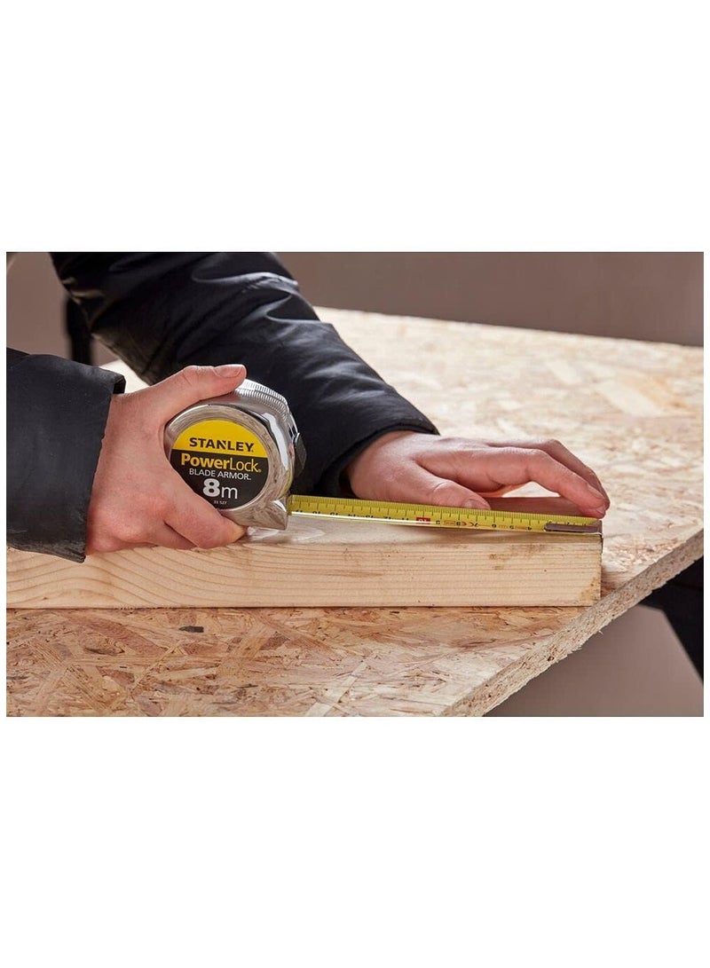 Stanly Stanley Tools  PowerLock BladeArmor Pocket Tape 8m Width 25mm  - Image 5