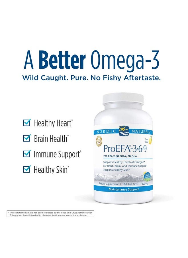 NORDIC NATURALS - Proefa 3 6 9 Lemon Flavor 180 Soft Gels 565 Mg Omega 3 Epa & Dha With Added Gla Healthy Skin & Joints Cognition Positive Mood Non Gmo 90 Servings - Image 1