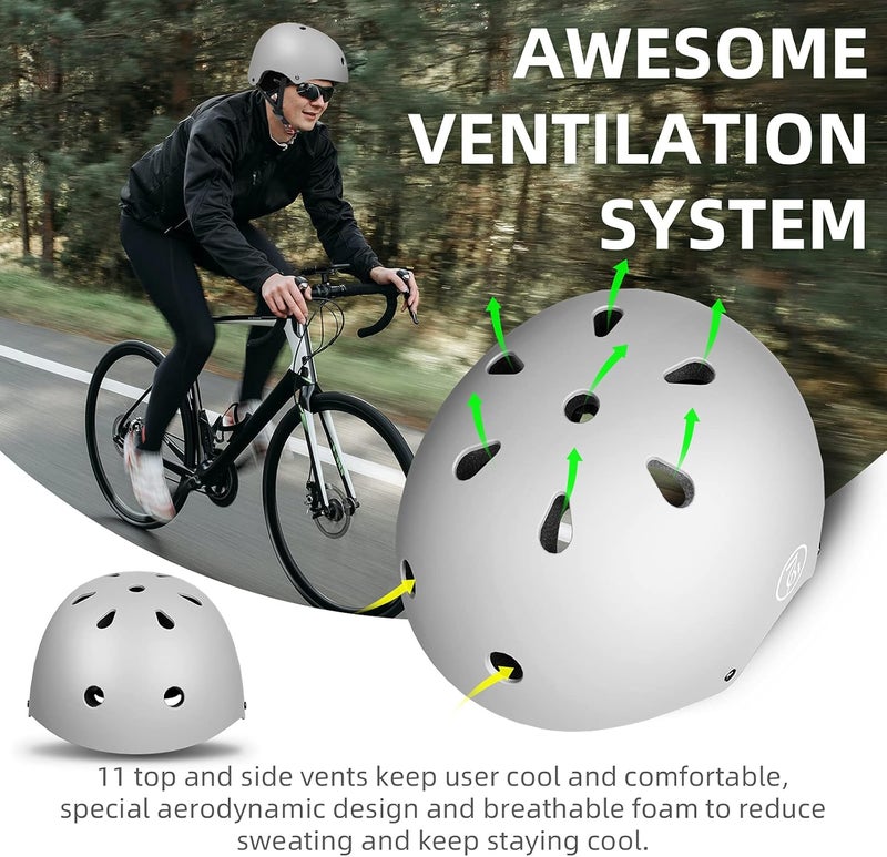 67i Bike Helmet Skateboard Helmet for Adult Cycling Bicycle Scooter Helmets for Men Women Adjustable Roller Skate Helmet for Multi-Sport Bicycle Scooter Inline Rollerblading Cycling Skateboarding - Image 2