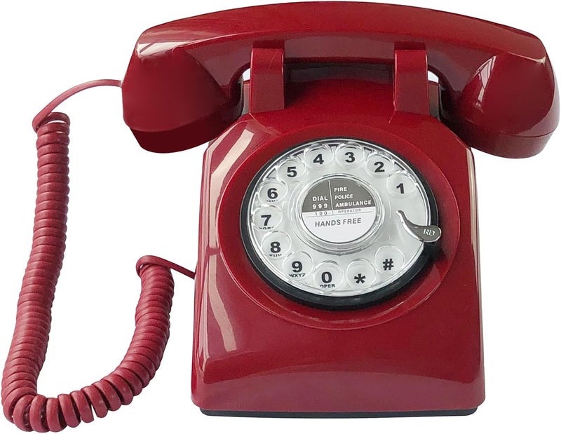 TelPal Red Retro Telephone Wired Classic 1960's Rotary Dial Home Office Phone Hands Free Antique Landline Telephone for Seniors Gift - Image 3