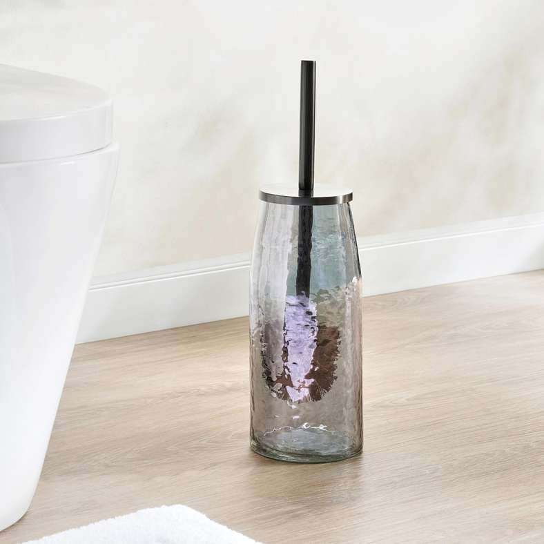 Pan Home حامل فرشاة المرحاض الزجاجي إنغما - أومبري - Image 1