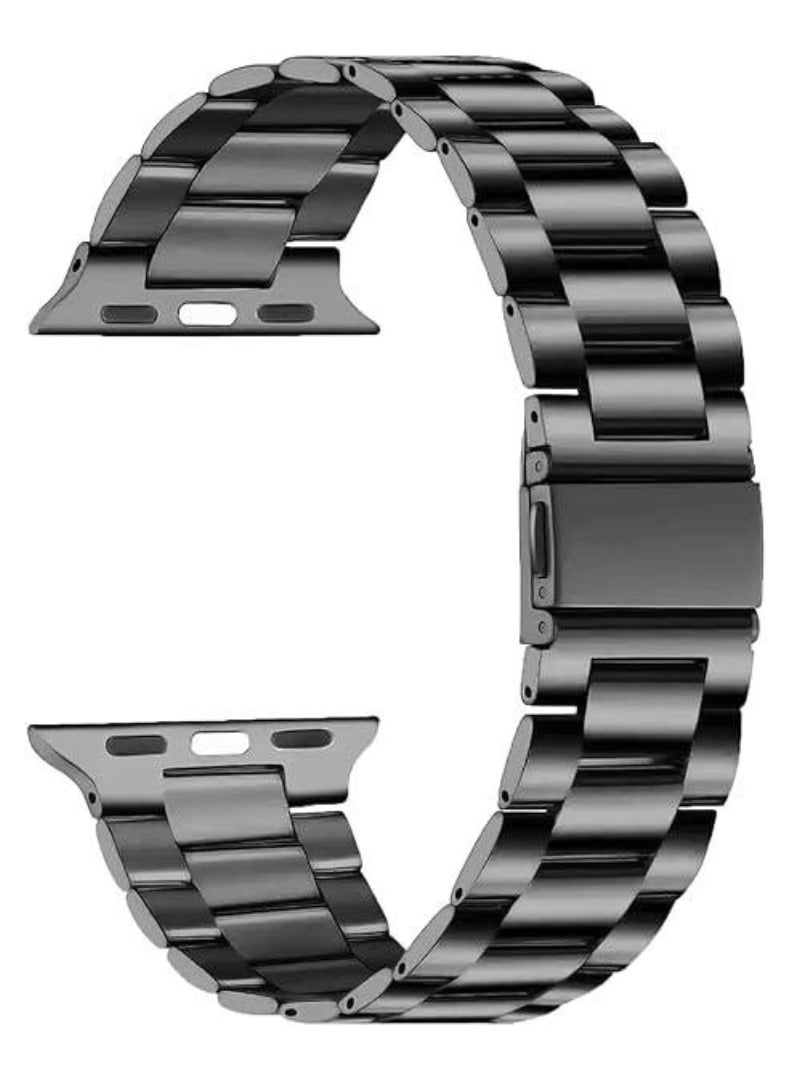 BORTONY Stainless Steel Watch Band Compatible with iWatch 42mm 44mm 45mm 49mm – Premium Metal Strap for Apple Watch Ultra, Series 8, 7, 6, 5, SE, SE2 – Elegant, Durable Replacement Band for Men and Women Black - Image 1