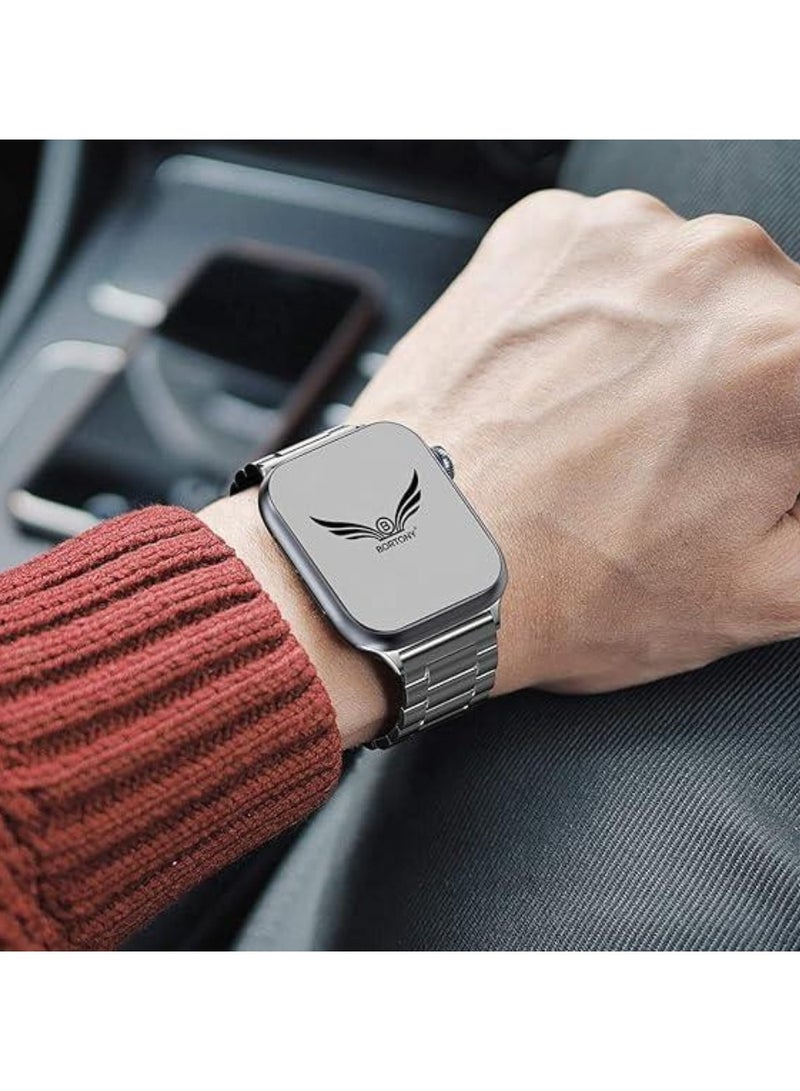 BORTONY Stainless Steel Watch Band Compatible with iWatch 42mm 44mm 45mm 49mm – Premium Metal Strap for Apple Watch Ultra, Series 8, 7, 6, 5, SE, SE2 – Elegant, Durable Replacement Band for Men and Women Black - Image 5