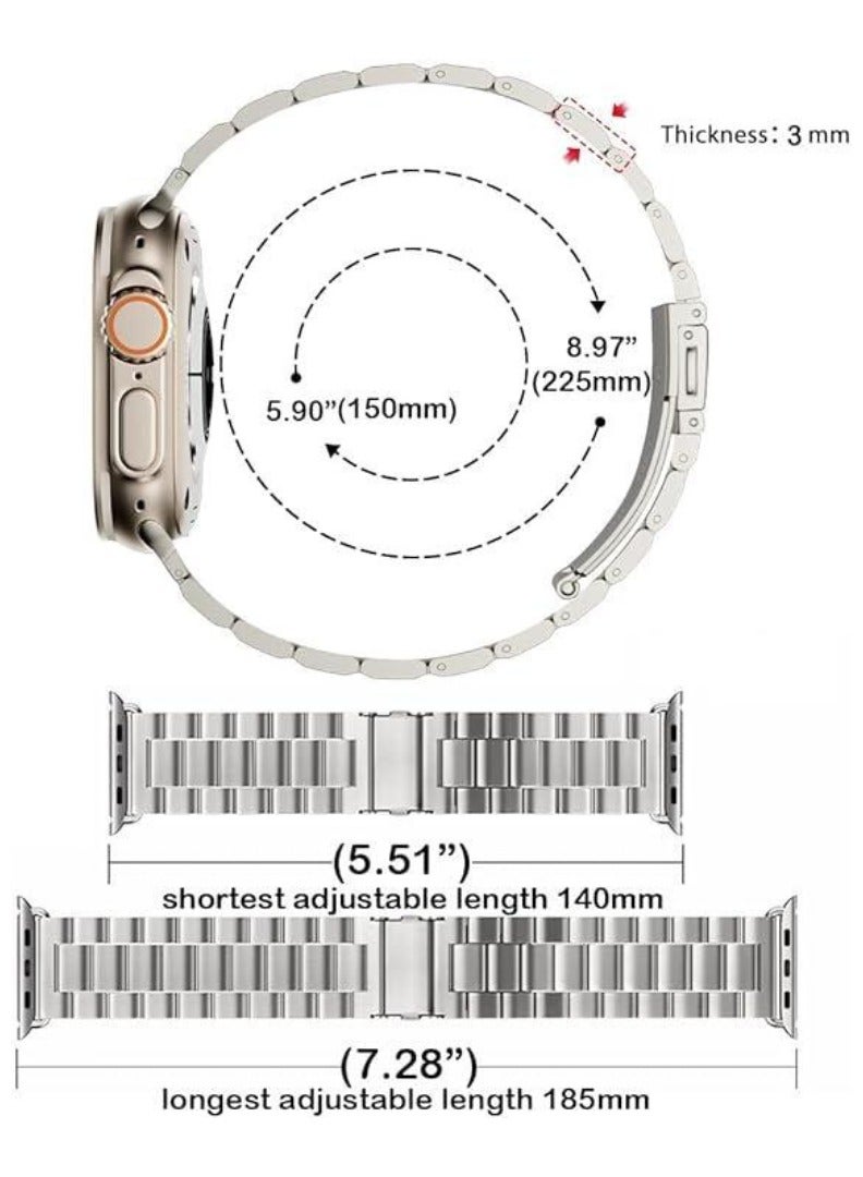 BORTONY Stainless Steel Watch Band Compatible with iWatch 42mm 44mm 45mm 49mm – Premium Metal Strap for Apple Watch Ultra, Series 8, 7, 6, 5, SE, SE2 – Elegant, Durable Replacement Band for Men and Women Black - Image 4