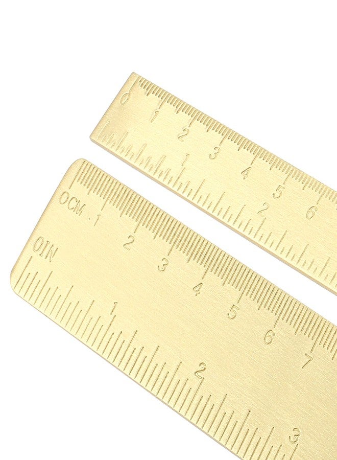 Cionyce Straight Brass Ruler Set Vintage Metal Double-Sided Scale Ruler 4 Inch & 6 Inch, Metric Measurement Tool Drawing Measuring Tool (2 Pack) - Image 3