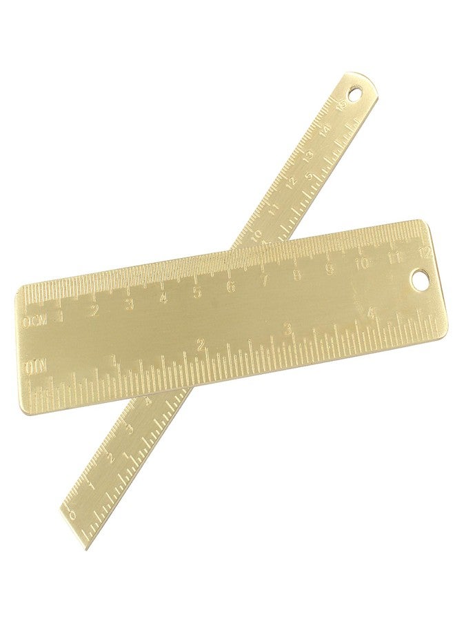 Cionyce Straight Brass Ruler Set Vintage Metal Double-Sided Scale Ruler 4 Inch & 6 Inch, Metric Measurement Tool Drawing Measuring Tool (2 Pack) - Image 4