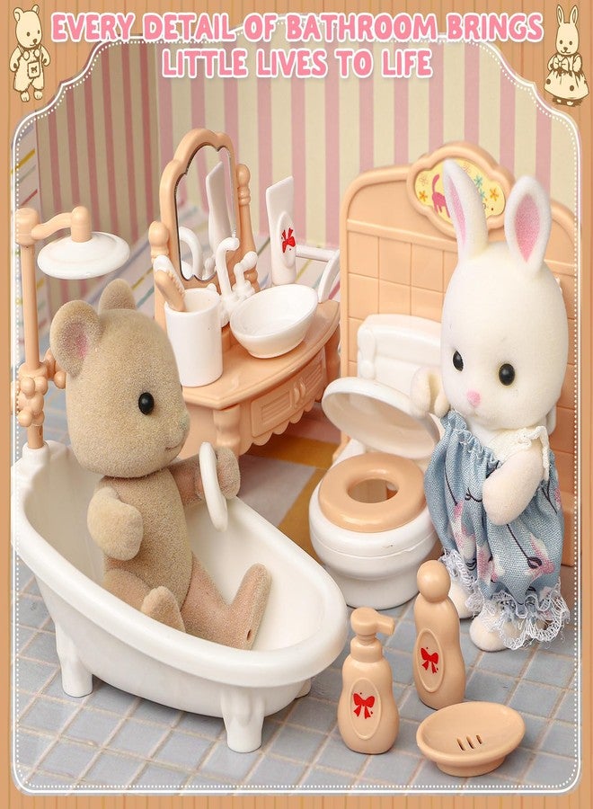 TUZT Suitcase Dollhouse Furniture Set for Kids, Mini Dollhouse Box with 2 Flexible Dolls and Bedroom&Bathroom Furnitures, Pretend Play Accessories Christmas Birthday Gift for Toddlers Ages 3+ - Image 5