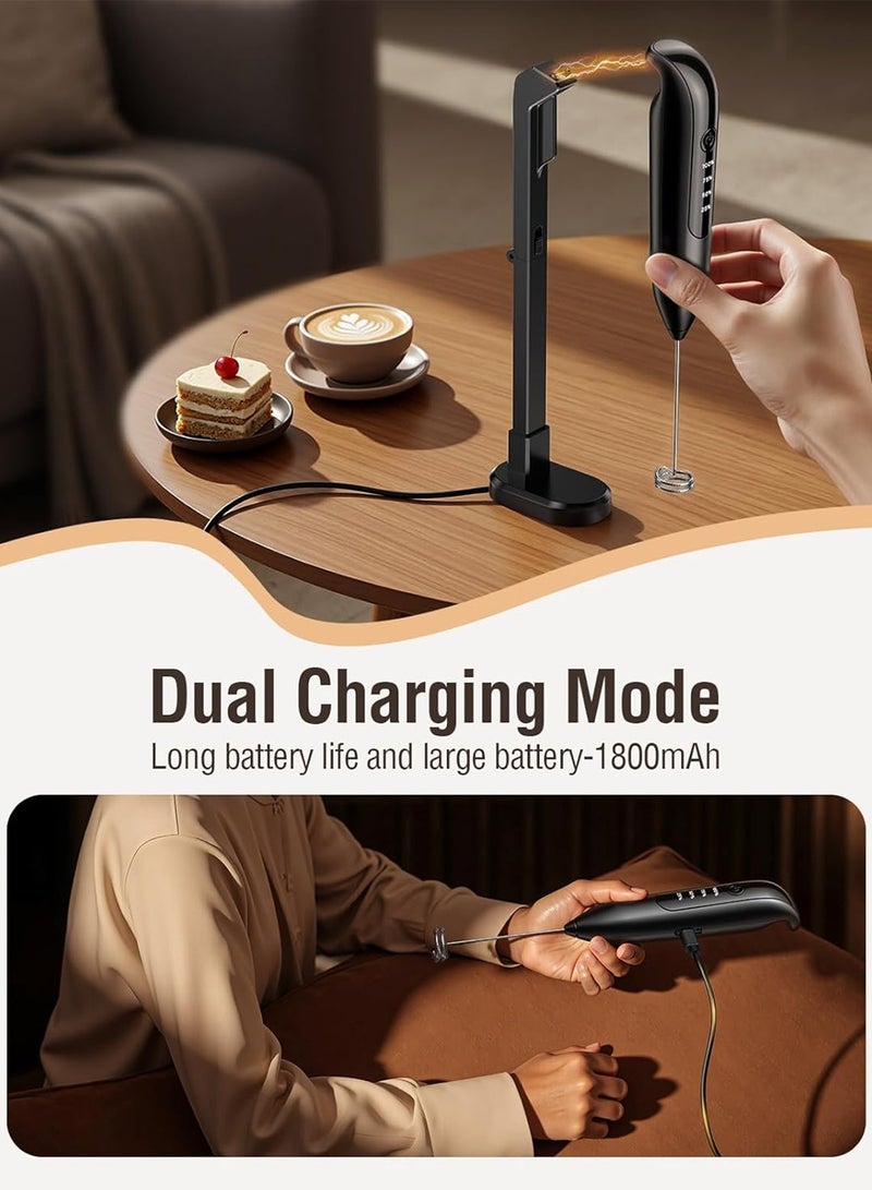 مساحة باردة خلاط رغوة الحليب الكهربائي المحمول: قابل لإعادة الشحن، 3 سرعات، خلاط رغوة مشروبات محمول من الفولاذ المقاوم للصدأ مع شاشة رقمية LED للقهوة بالحليب واللاتيه والكابتشينو والماتشا - Image 5