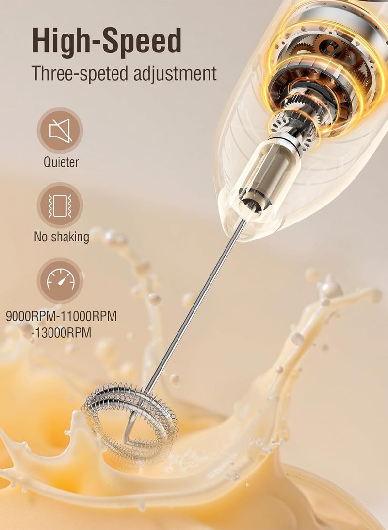 مساحة باردة خلاط رغوة الحليب الكهربائي المحمول: قابل لإعادة الشحن، 3 سرعات، خلاط رغوة مشروبات محمول من الفولاذ المقاوم للصدأ مع شاشة رقمية LED للقهوة بالحليب واللاتيه والكابتشينو والماتشا - Image 4