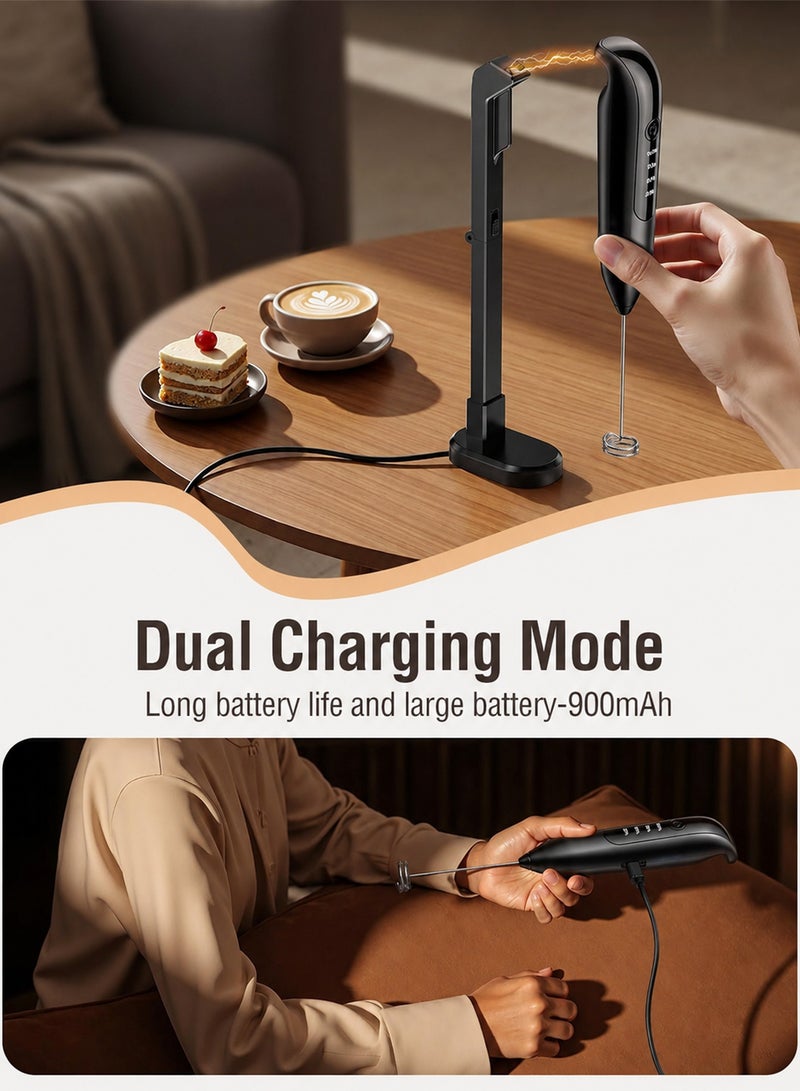 Chillspace Electric Milk Frother Handheld, Rechargeable Portable Coffee Blender with 3 Speeds, Detachable Stainless Steel Drink Mixer & Coffee Mixer with LED Digital Display for Milk Coffee, Lattes, Cappuccino, Matcha - Image 5