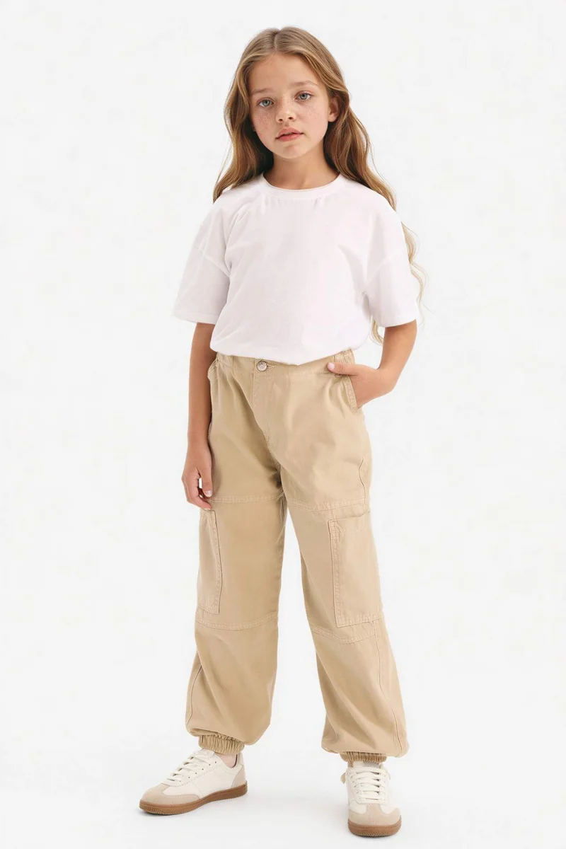 ديفاكتو Girl Parachute Cotton Cargo Pants