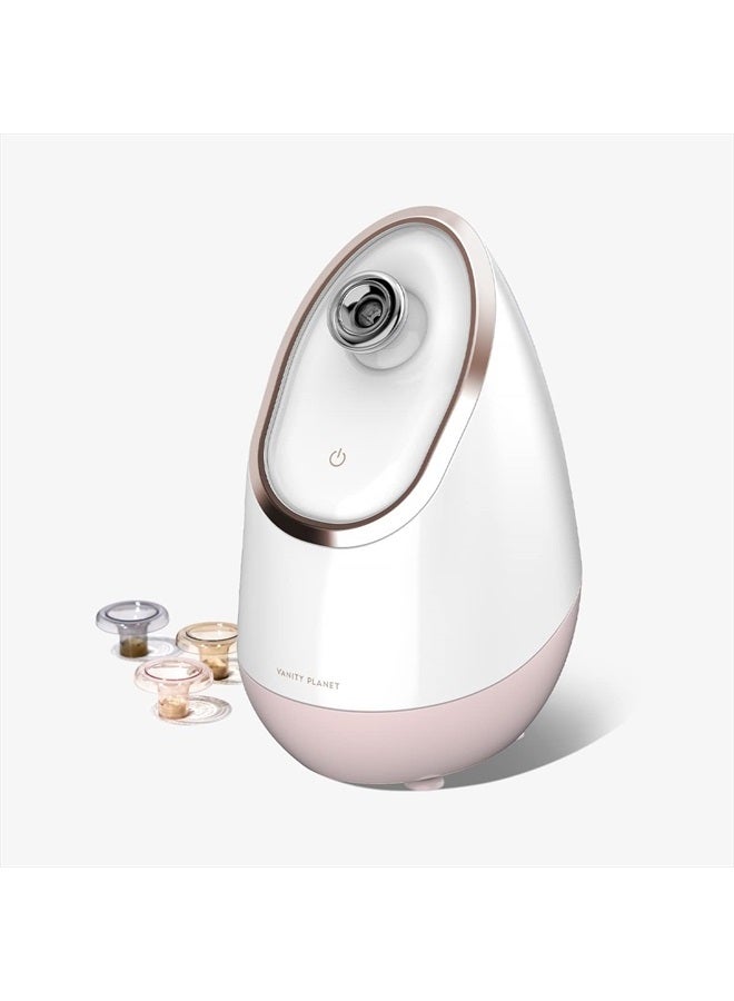 Vanity Planet Aira Ionic Facial Steamer (Rose Gold) - Pore Cleaner That Detoxifies, Cleanses and Moisturizes - Adjustable Nozzle, Water Tank with 3 Essential Oil Baskets - Image 1