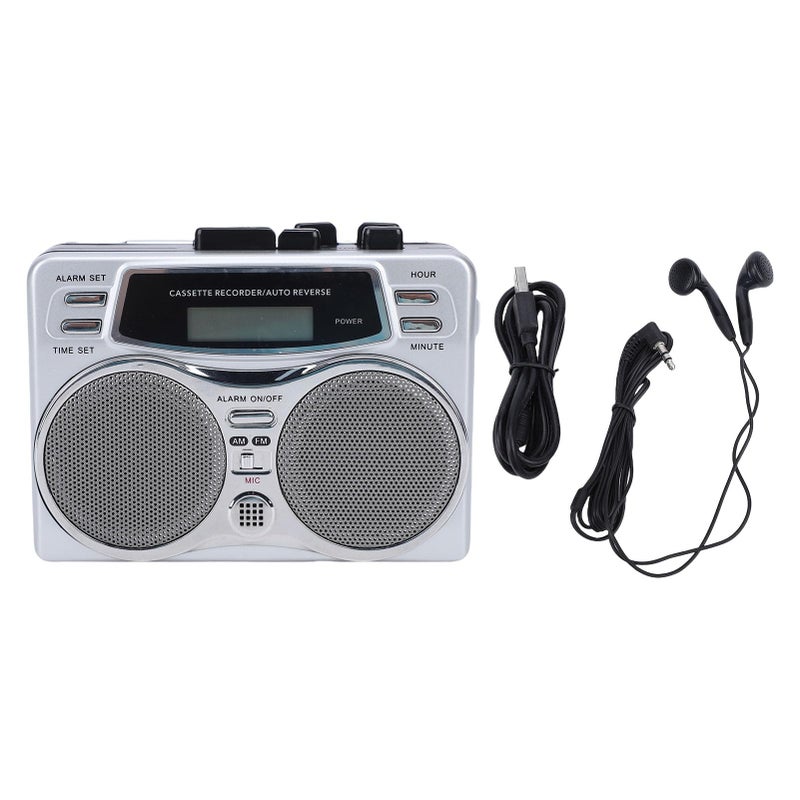 Vintage Multi Function Cassette Recorder AM FM Radio Digital Clock Timer Large Speaker - Image 4