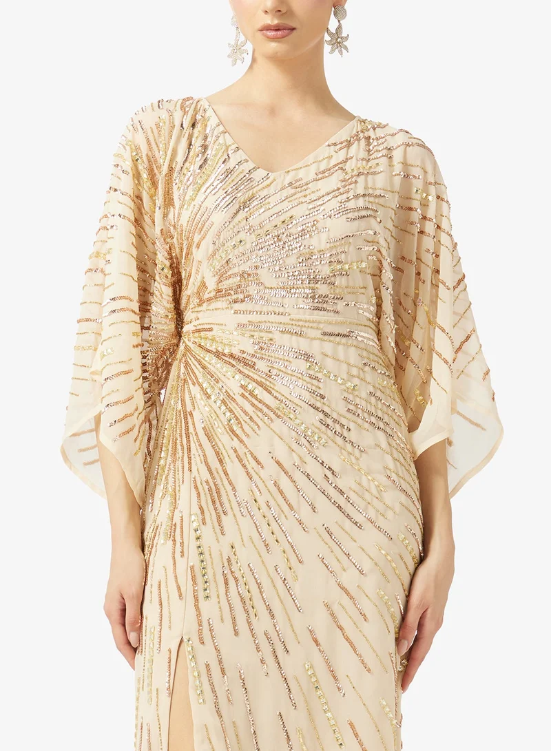 Amelia Rose  Embellished Sequin Side Slit Dress for Women | Best Price UAE