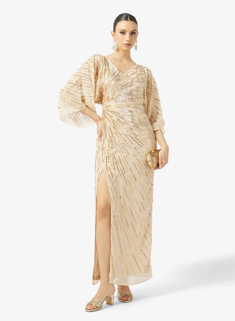 Amelia Rose  Embellished Sequin Side Slit Dress for Women | Best Price UAE