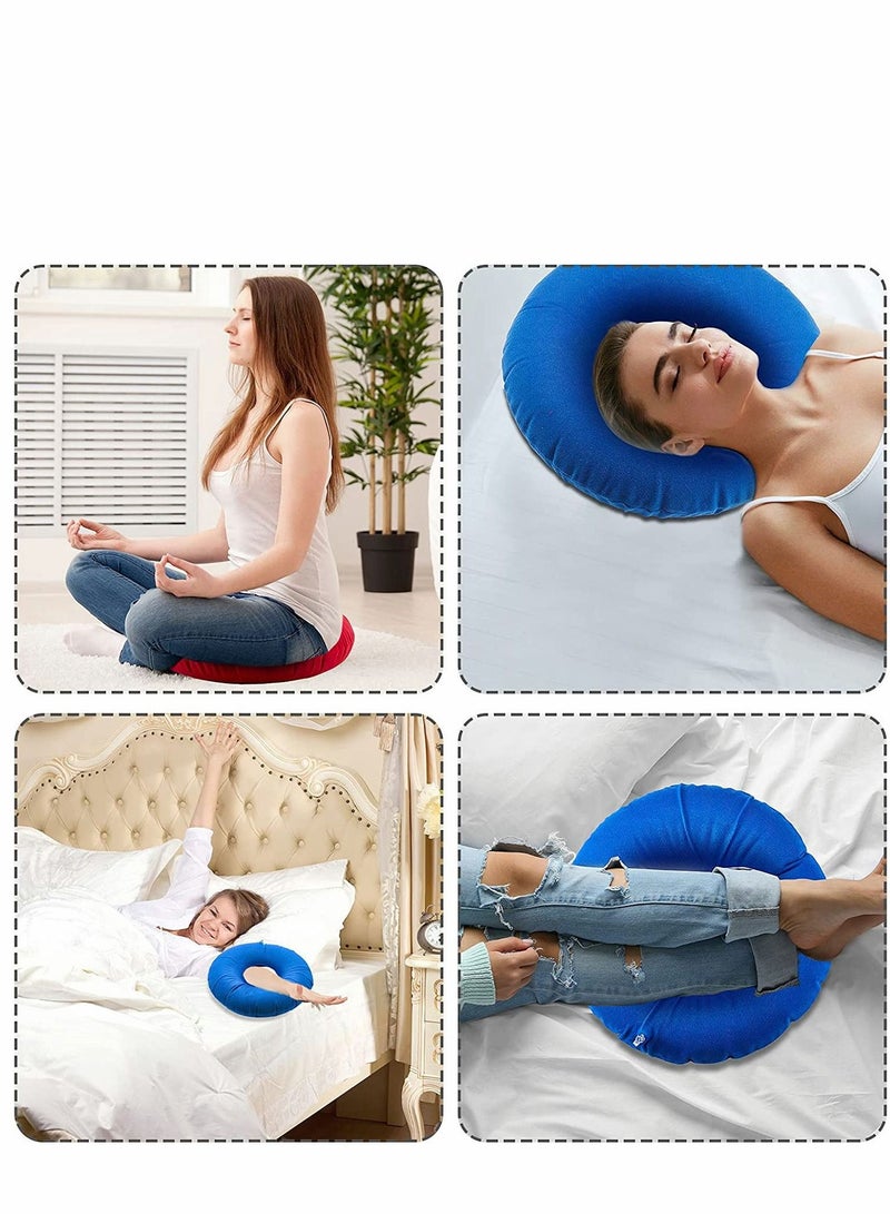 SYOSI وسادة دونات قابلة للنفخ مكونة من قطعتين، وسادة ناعمة قابلة للتنفس وقابلة للحمل مع مضخة هواء مكونة من قطعتين لكرسي المكتب ومقاعد السيارة والكرسي المتحرك للسفر - Image 5