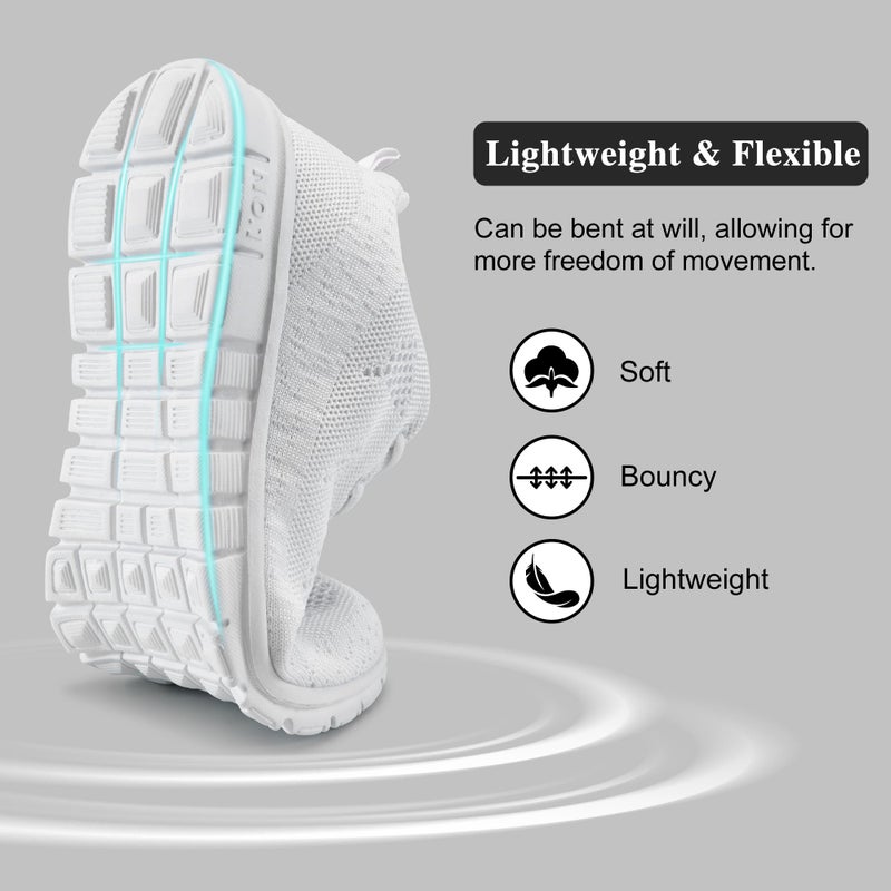 FUDYNMALC Womens Sneakers Tennis Shoes: Fashion Lightweight Non Slip Footwear for Walking Casual Travel White - Image 5