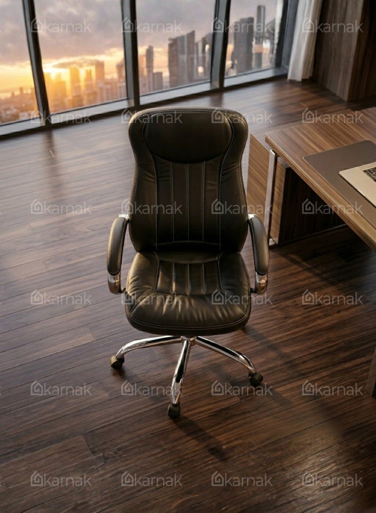 Karnak Cardella Ergonomic Office Chair | Leather Executive Mesh Lumbar Support Chair | Adjustable Height 360° Swivel Gaming Office Chair for Home & Office Furniture (Black) - Image 4