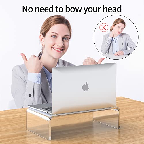 Beimu Acrylic Monitor Stand Riser Clear Laptop Stand for Desk Acrylic Monitor Riser for Desk Accessories Aesthetic Laptop Riser Clear Computer Stand White Office Supplies for Women Essentials - Image 3