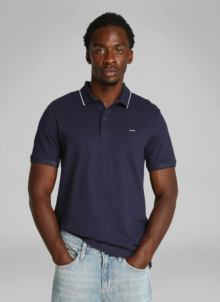 CALVIN KLEIN Stretch Pique Multi Tipping Polo