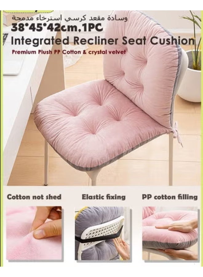 Chair Cushion, Integrated Seat  Back Thick Plush Chair Cushion with Backrest, Non-Slip Double Fixation Straps, Soft Flannel Velvet Fabric, High-Elastic PP Cotton Filling, Anti-Deform Tufted Chair Pad for Home Office, Dining Room, Bedroom, Living Room, Garden Patio, Car Seat, Floor, Travel, Meditation, Kids Play  Gift, Pink 38×45×42cm - Image 4