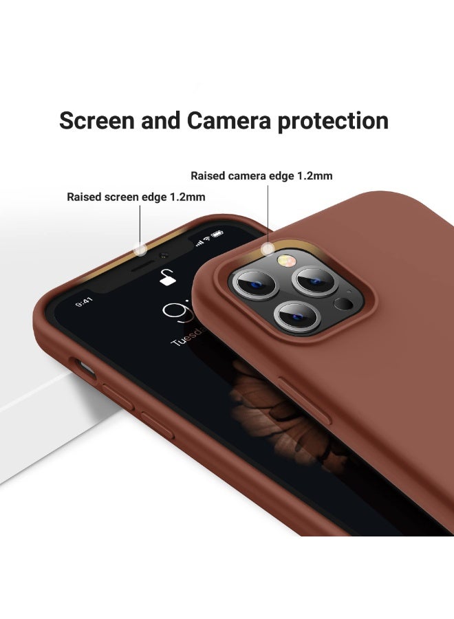 Compatible with iPhone 14 Pro Max Case 6.7 Inch Slim Liquid Silicone 4 Layers Soft Gel Rubber Shockproof Protective Phone Case with Anti Scratch Microfiber Lining (Brown) - Image 5