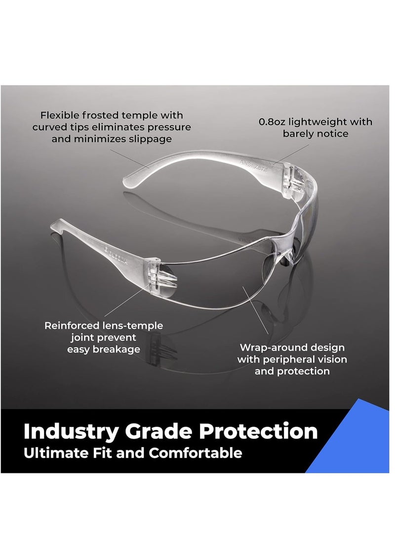Safety Glasses, Impact and Scratch Resistant Crystal Clear Lens Protective Eyewear for Lab, Industrial, Carpentry, Shooting, Sports, and More Clear Frame，6pcs  - Image 4