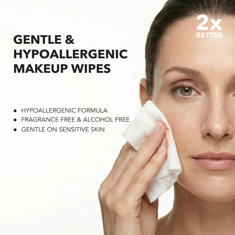 mivida Hypoallergenic Makeup Remover Wipes with Hyaluronic Acid, Alcohol Free & Fragrance Free Makeup Wipes For Sensitive skin, Plant Based Make Up Remover, Travel Friendly 25 Count - Image 2
