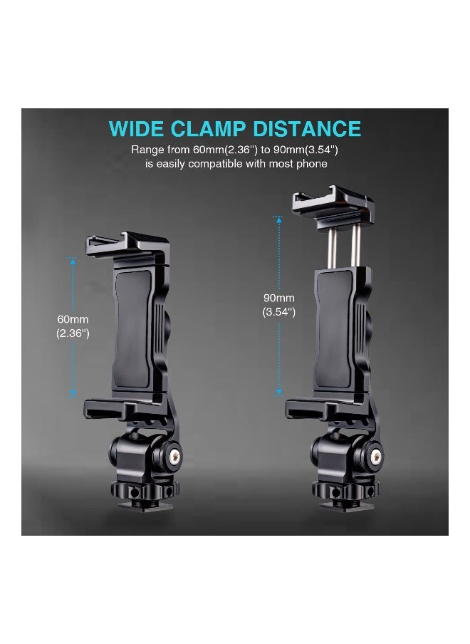 Generic - Versatile Metal Smartphone Tripod Mount 360° Adjustable Dual Cold Shoe Holder for iPhone DSLR Camera Vlogging Stabilizers - Image 1