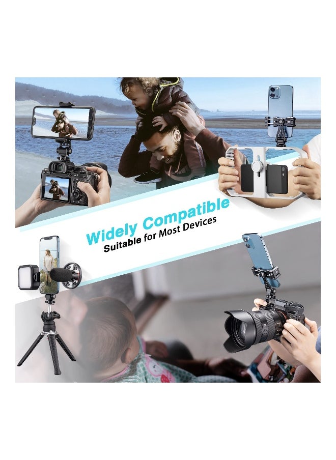 Generic - Versatile Metal Smartphone Tripod Mount 360° Adjustable Dual Cold Shoe Holder for iPhone DSLR Camera Vlogging Stabilizers - Image 1