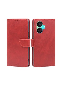 HuHa Case Cover For Realme GT Neo5 SE Calf Texture Buckle Flip Leather Phone Case Red 