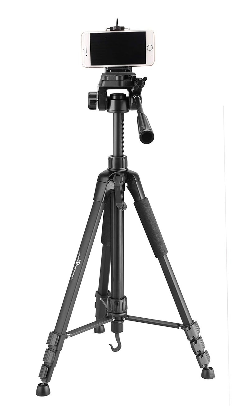 Powerpak Photo-X7 5ft 4 Section Aluminium Tripod for Smartphones & Cameras | 3-Way Pan Head | Lightweight Photo Video Camera Tripod with Bluetooth Remote and Mobile Holder for DSLR | Payload 4kg - Image 3