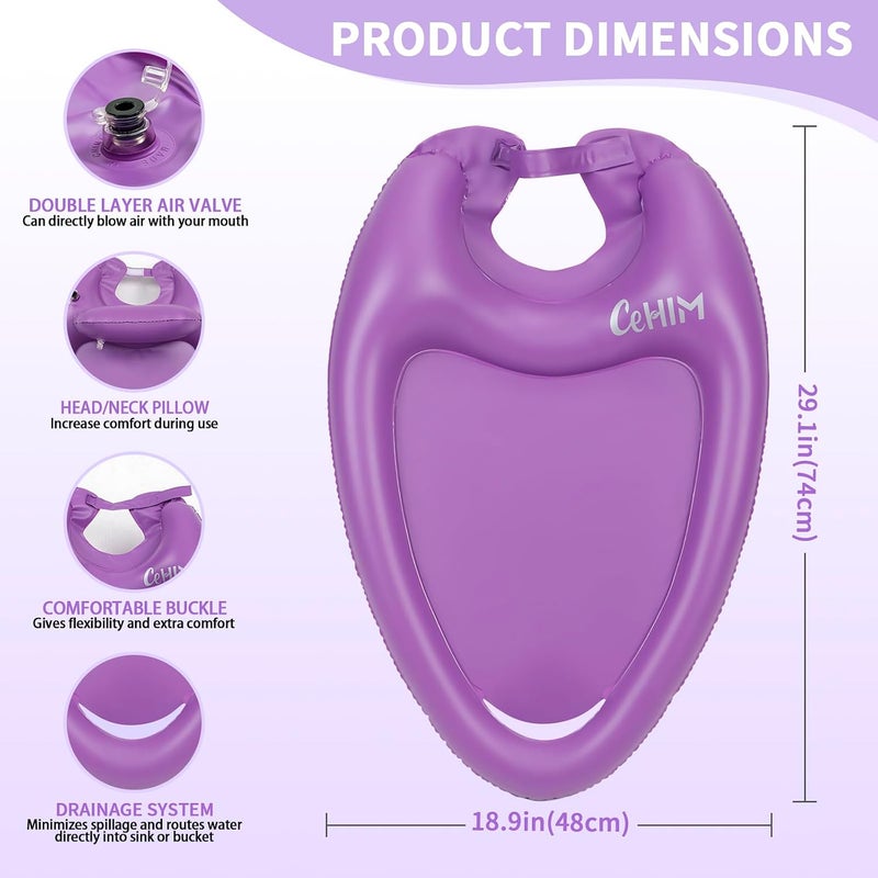 Cehim Inflatable Shampoo Basin - Portable Shampoo Bowl, Hair Washing Basin for Bedridden, Disabled,Injured, Hair Wash Tub for Dreadlocks and at Home Sink Washing (Purple, Large) - Image 5