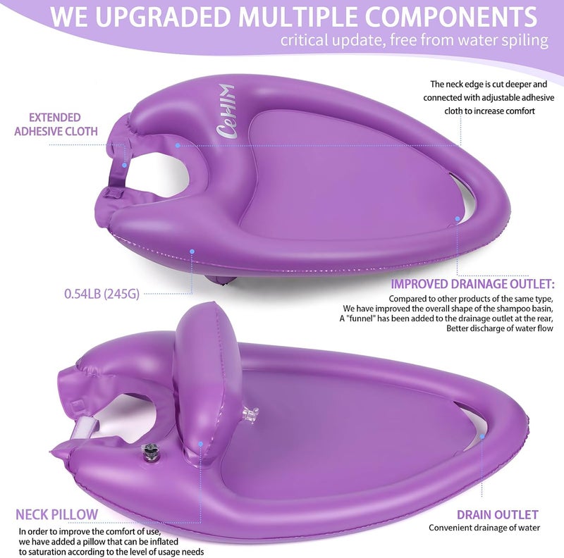 Cehim Inflatable Shampoo Basin - Portable Shampoo Bowl, Hair Washing Basin for Bedridden, Disabled,Injured, Hair Wash Tub for Dreadlocks and at Home Sink Washing (Purple, Large) - Image 3
