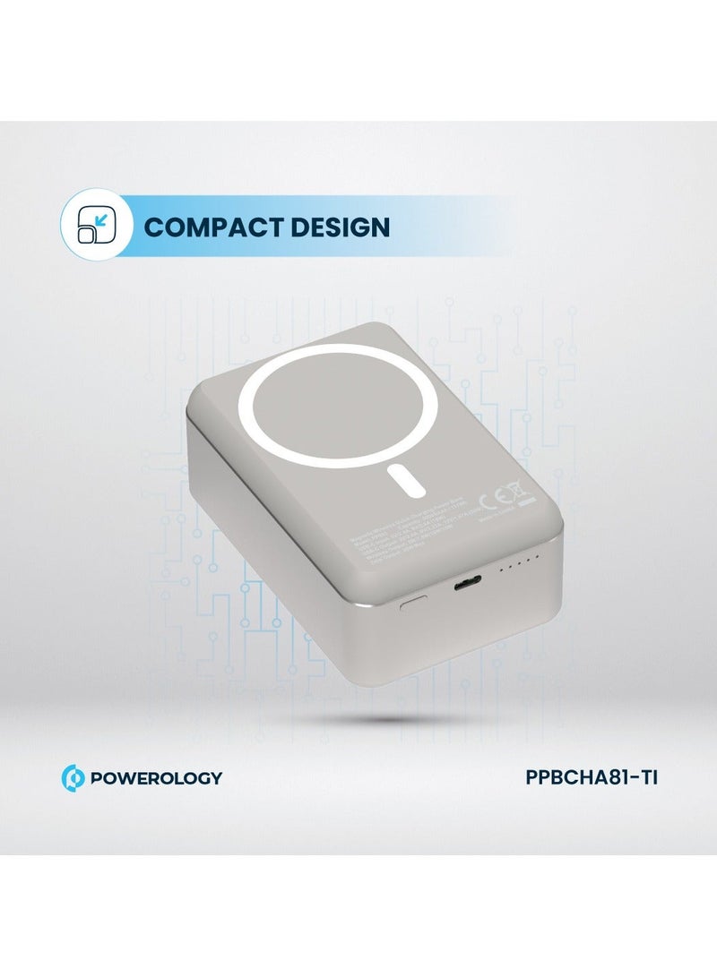 باورولوجي بنك طاقة بسعة 30000mAh مع MagSafe، هيكل ألمنيوم، شحن سريع PD 20W وشحن لاسلكي 15W، بطارية محمولة بسعة عالية، شاحن سريع مع قوة مغناطيسية 30000mAh - Image 3