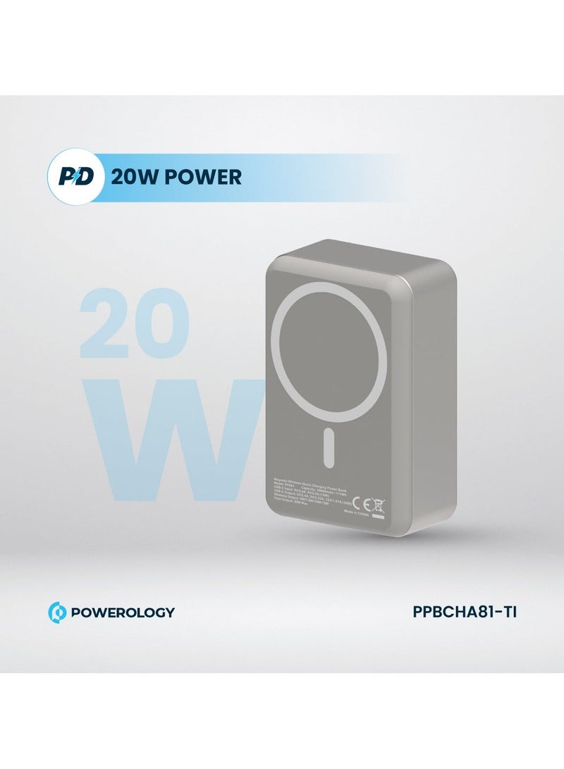 باورولوجي بنك طاقة بسعة 30000mAh مع MagSafe، هيكل ألمنيوم، شحن سريع PD 20W وشحن لاسلكي 15W، بطارية محمولة بسعة عالية، شاحن سريع مع قوة مغناطيسية 30000mAh - Image 4