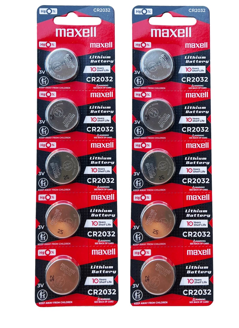 Maxell - 10 Pieces CR2032 Lithium Coin Cell Battery 3V - Image 1