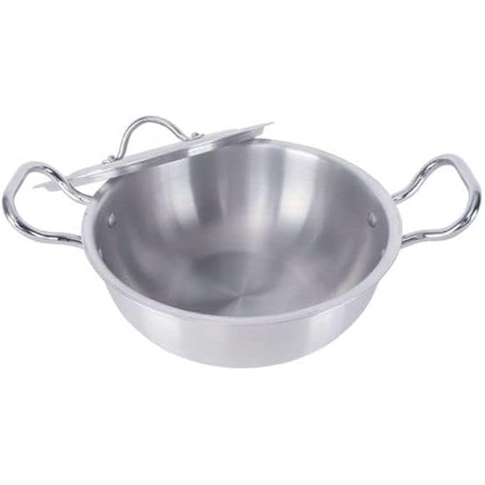 TAJ Aluminium Kadai With Lid Silver 6L - Image 2