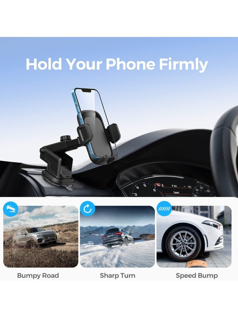 Car Phone Holder, Air Vent Mount, Dashboard Phone Holder Auto Suction Cup for Windshield/Smooth Desktop/Tile Wall, 360° Rotation&Extended Arm, Compatible with iPhone, Samsung, All 4''-7'' - Image 2